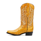 Ostrich Buttercup Boots - Embossed Leather - Round Toe (E436)