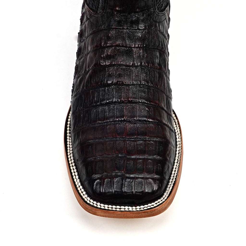 Rhodes Caiman Belly Boots - Black Cherry - Square Toe (LM10)