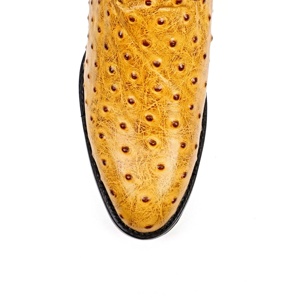 Ostrich Buttercup Boots - Embossed Leather - Round Toe (E436)