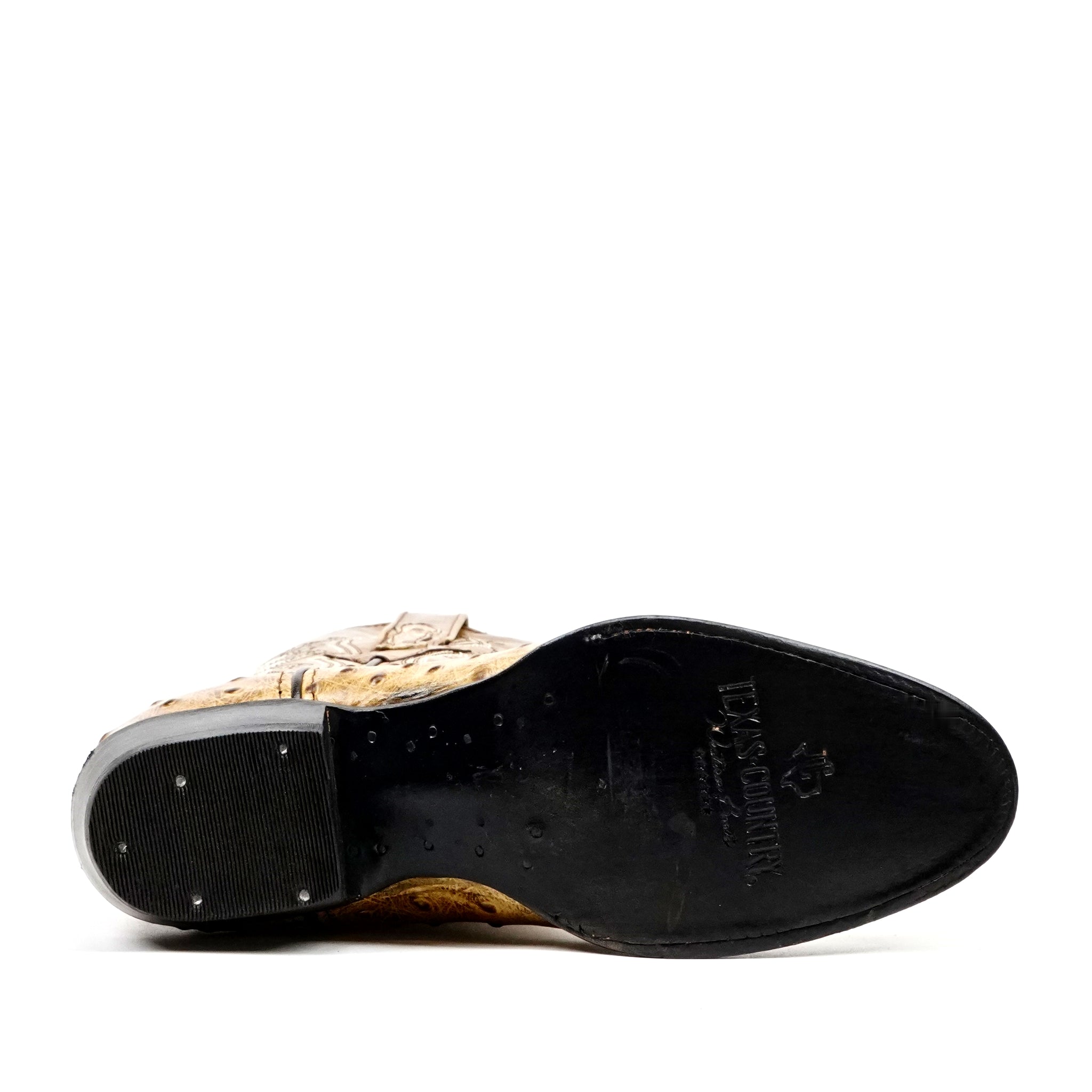 Ostrich Orix Boots - Embossed Leather - Round Toe (E436)