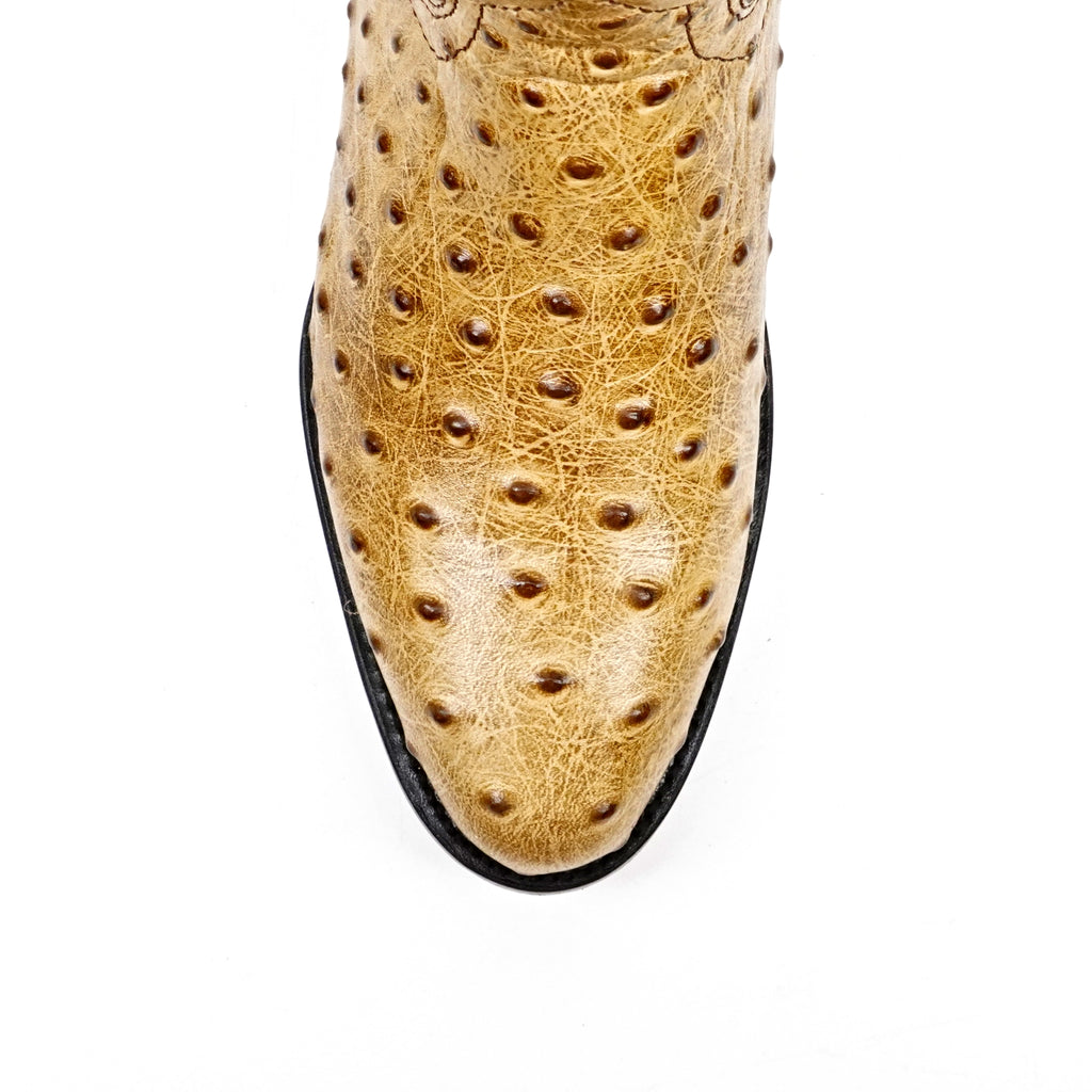 Ostrich Orix Boots - Embossed Leather - Round Toe (E436)
