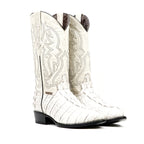 Crocodile Tail Bone Boots - Embossed Leather - Round Toe (E437)