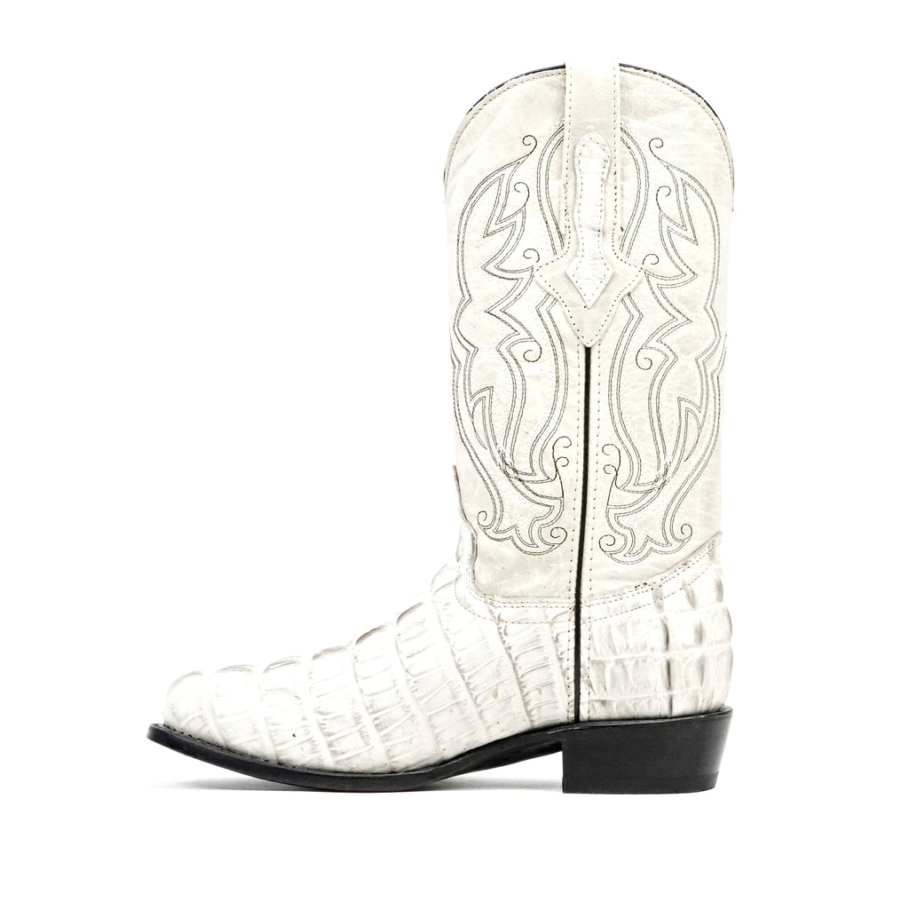 Crocodile Tail Bone Boots - Embossed Leather - Round Toe (E437)