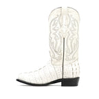 Crocodile Tail Bone Boots - Embossed Leather - Round Toe (E437)