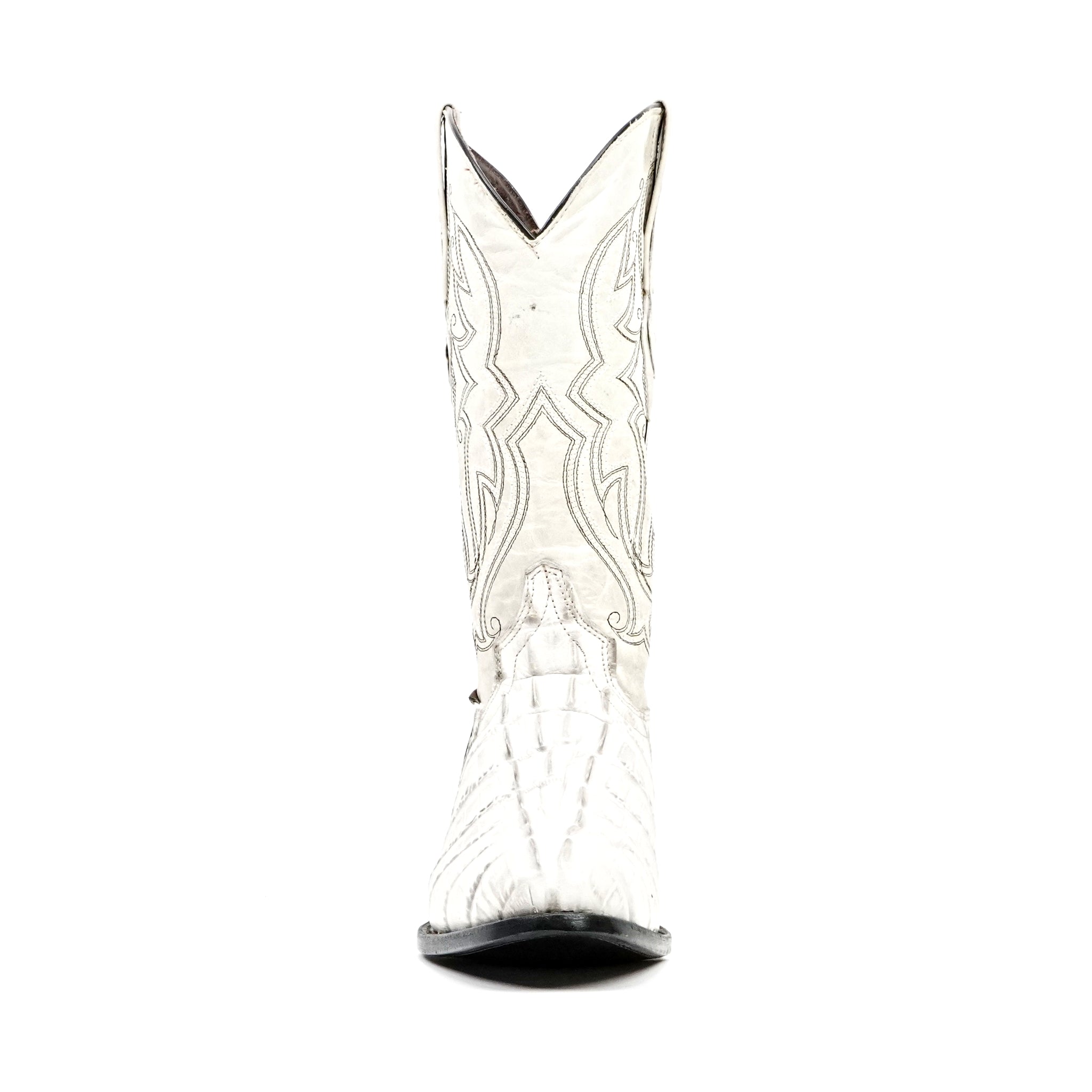 Crocodile Tail Bone Boots - Embossed Leather - Round Toe (E437)