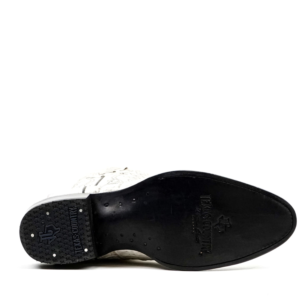 Crocodile Tail Bone Boots - Embossed Leather - Round Toe (E437)