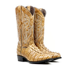 Crocodile Tail Orix Boots - Embossed Leather - Round Toe (E437)