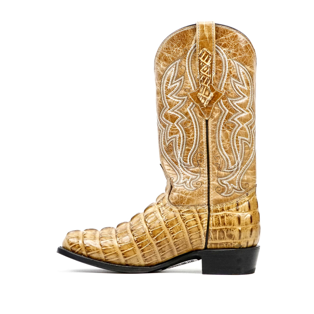 Crocodile Tail Orix Boots - Embossed Leather - Round Toe (E437)