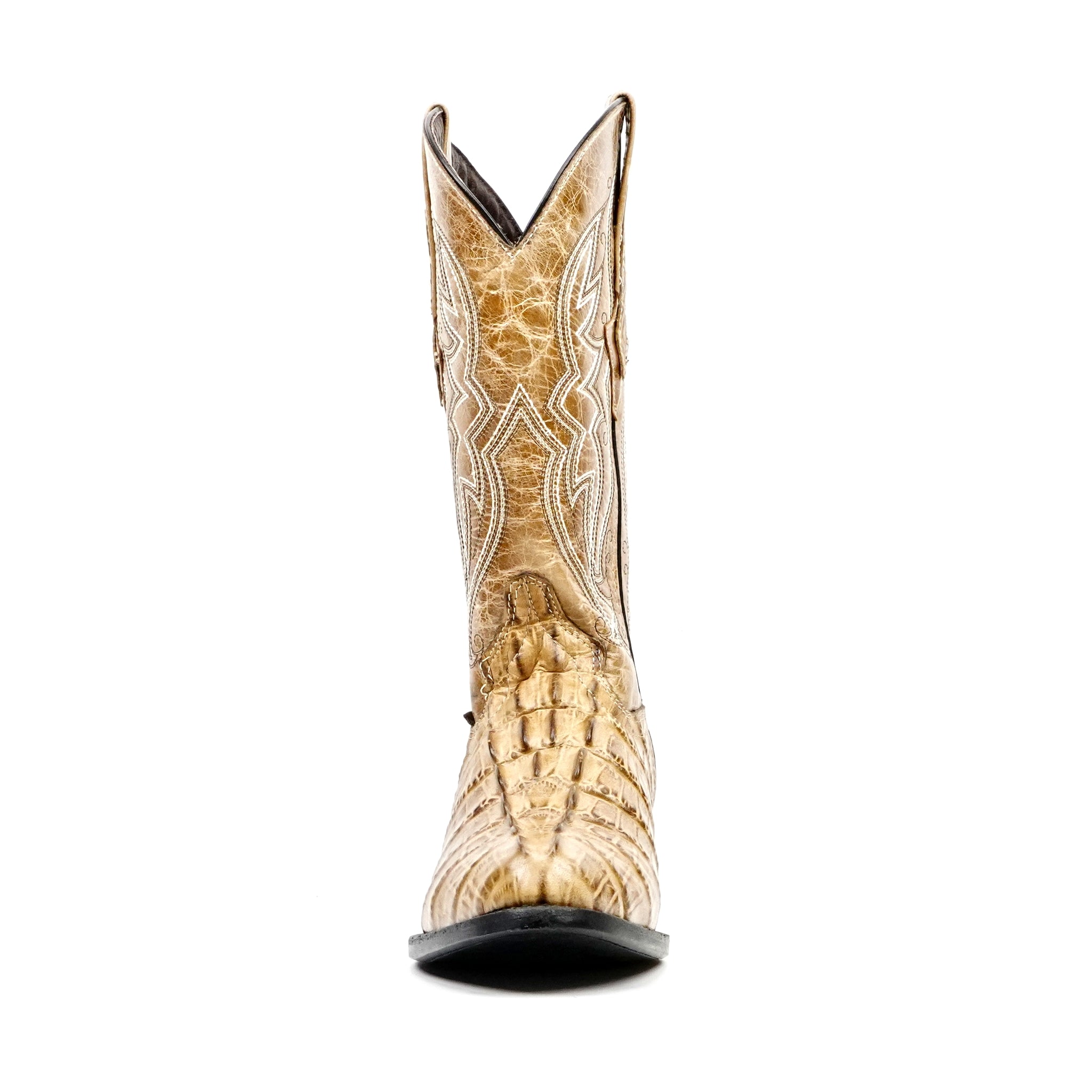 Crocodile Tail Orix Boots - Embossed Leather - Round Toe (E437)