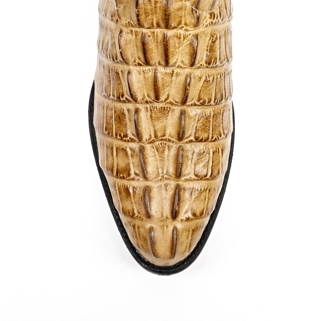 Crocodile Tail Orix Boots - Embossed Leather - Round Toe (E437)
