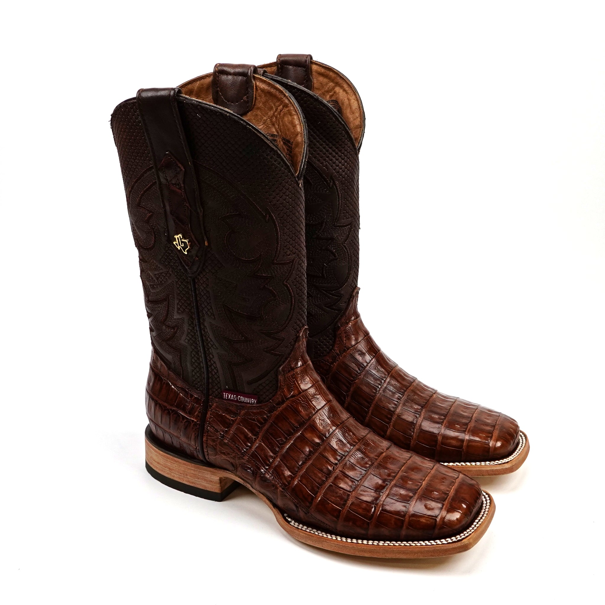 Rhodes Caiman Belly Boots - Brandy - Square Toe (LM10)