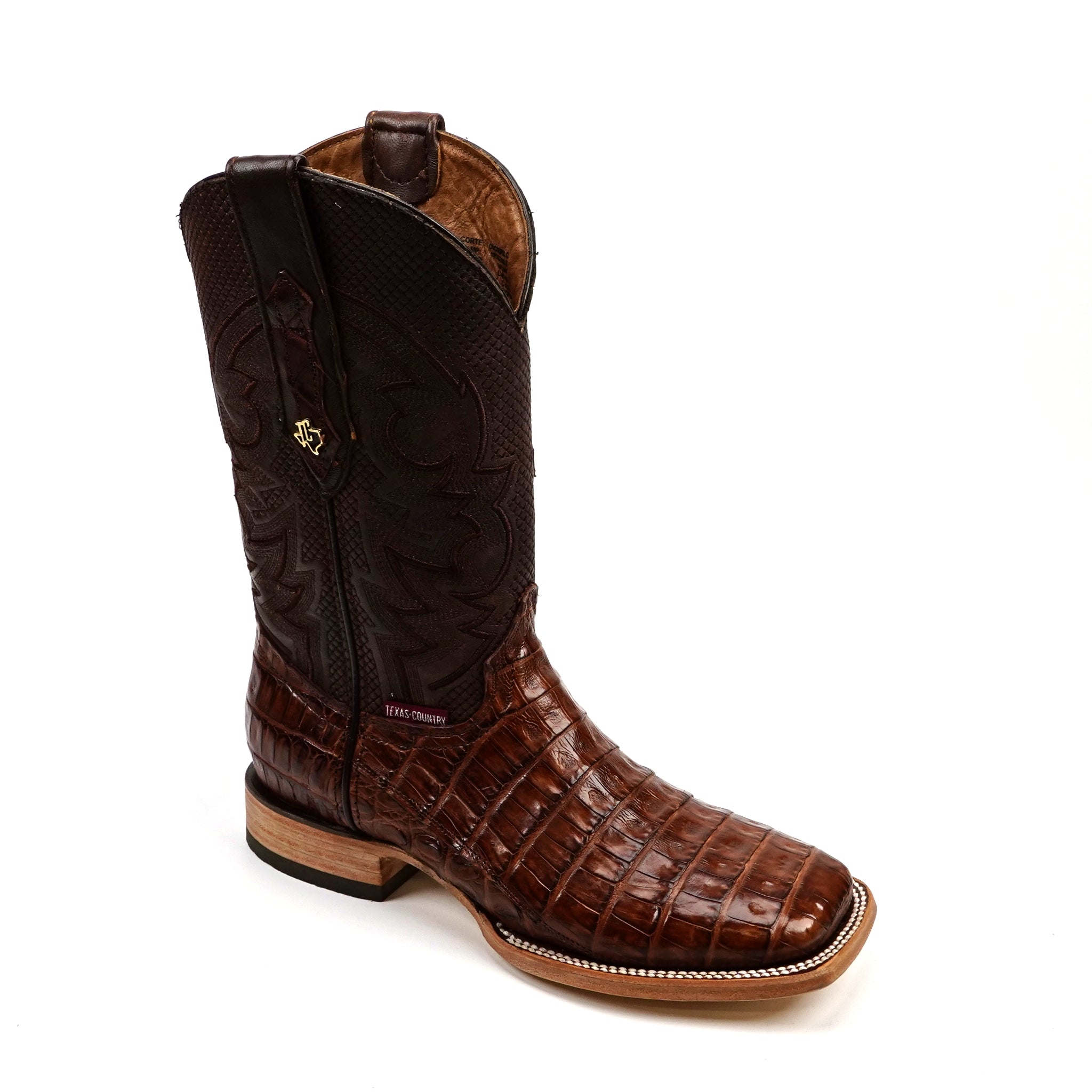 Rhodes Caiman Belly Boots - Brandy - Square Toe (LM10)