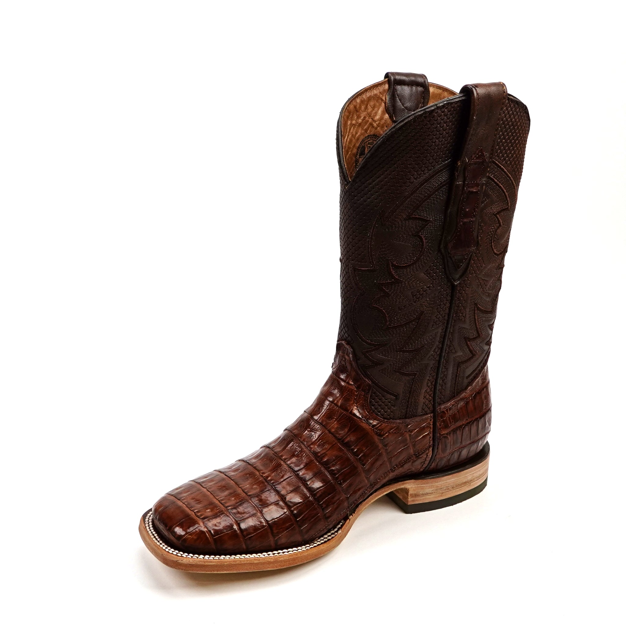 Rhodes Caiman Belly Boots - Brandy - Square Toe (LM10)
