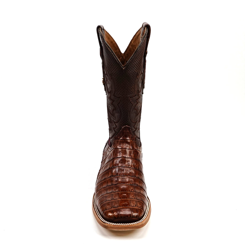 Rhodes Caiman Belly Boots - Brandy - Square Toe (LM10)