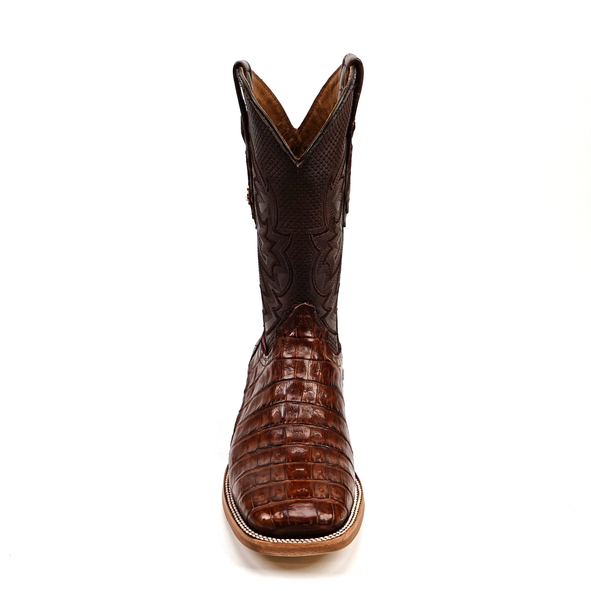 Rhodes Caiman Belly Boots - Brandy - Square Toe (LM10)