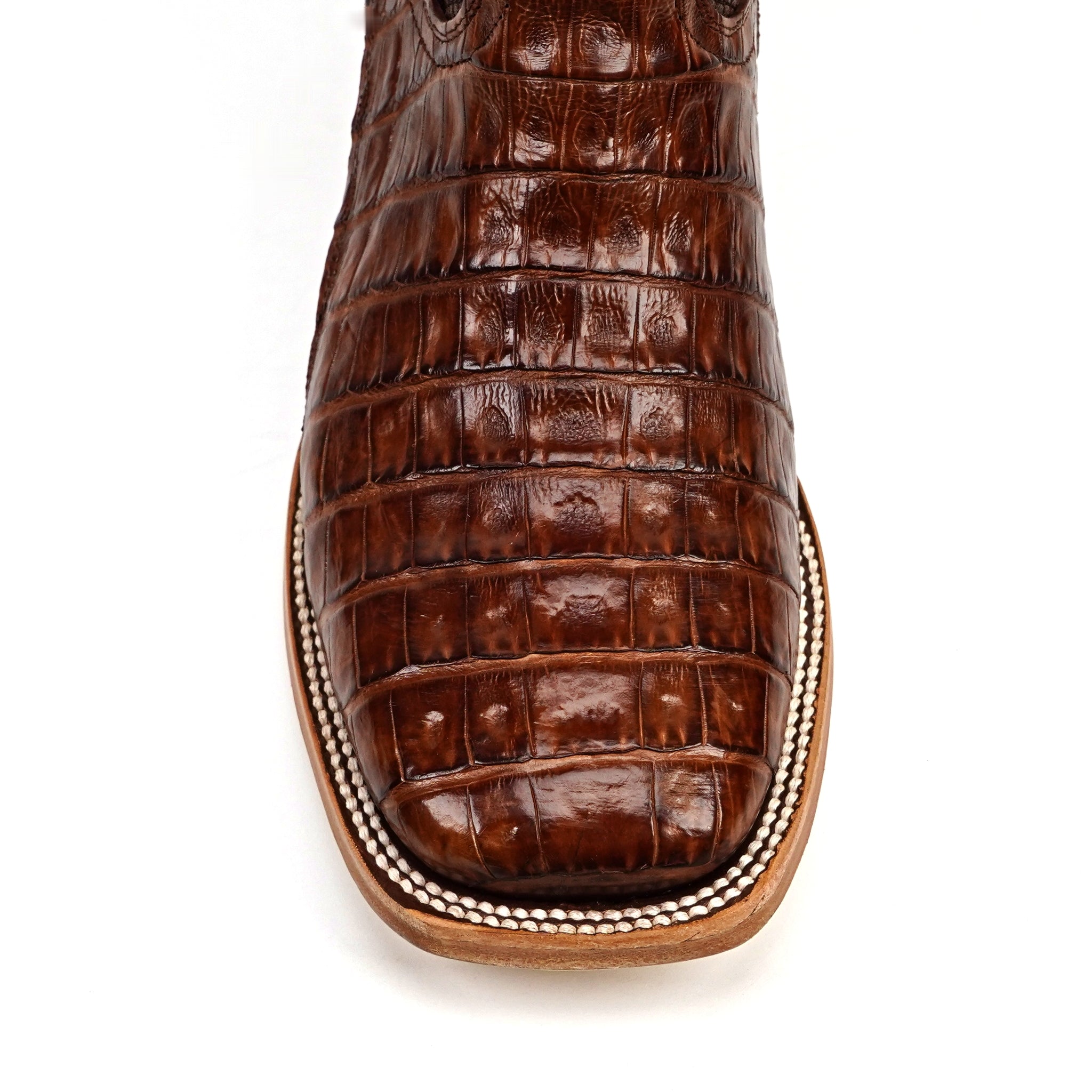 Rhodes Caiman Belly Boots - Brandy - Square Toe (LM10)