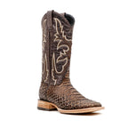Jumbo Python Rustic Chocolate Boots - Embossed Leather - Square Toe (E681)