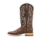 Jumbo Python Rustic Chocolate Boots - Embossed Leather - Square Toe (E681)