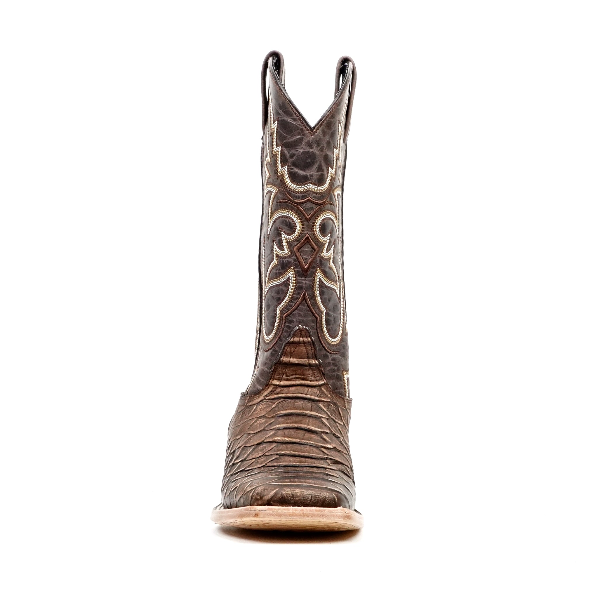 Jumbo Python Rustic Chocolate Boots - Embossed Leather - Square Toe (E681)