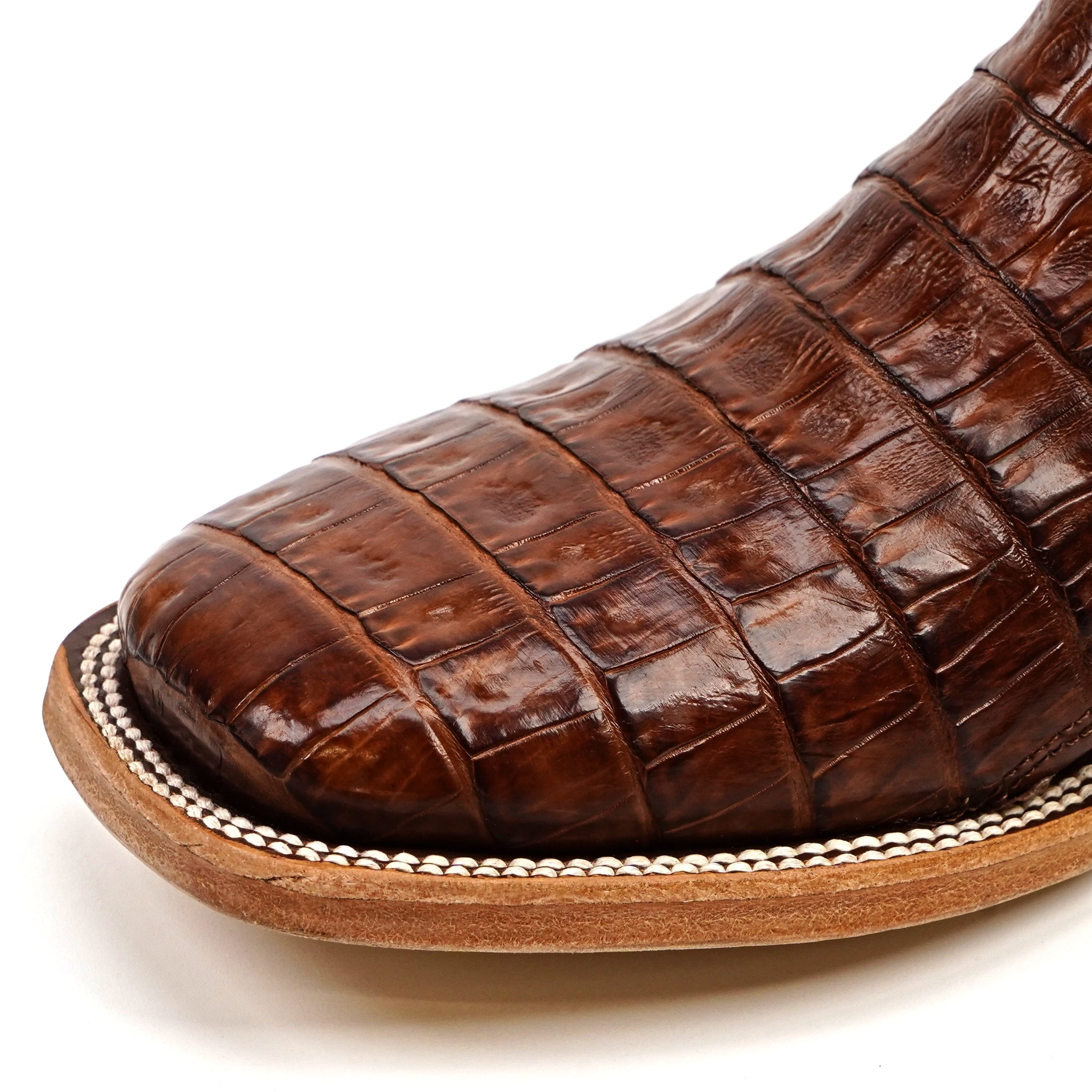 Rhodes Caiman Belly Boots - Brandy - Square Toe (LM10)