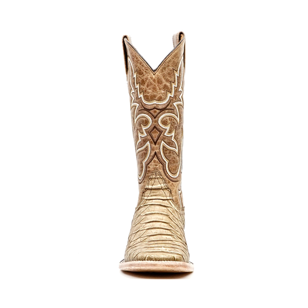 Jumbo Python Cappuccino Boots - Embossed Leather - Square Toe (E682)