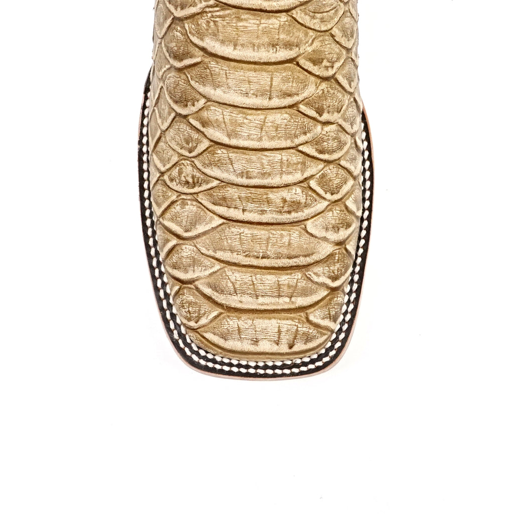 Jumbo Python Cappuccino Boots - Embossed Leather - Square Toe (E682)