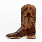 Pirarucu Chocolate Boots - Embossed Leather - Square Toe (E687)