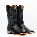 Pirarucu Black Boots - Embossed Leather - Square Toe (E687)