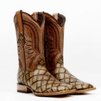 Pirarucu Orix Boots - Embossed Leather - Square Toe (E687)