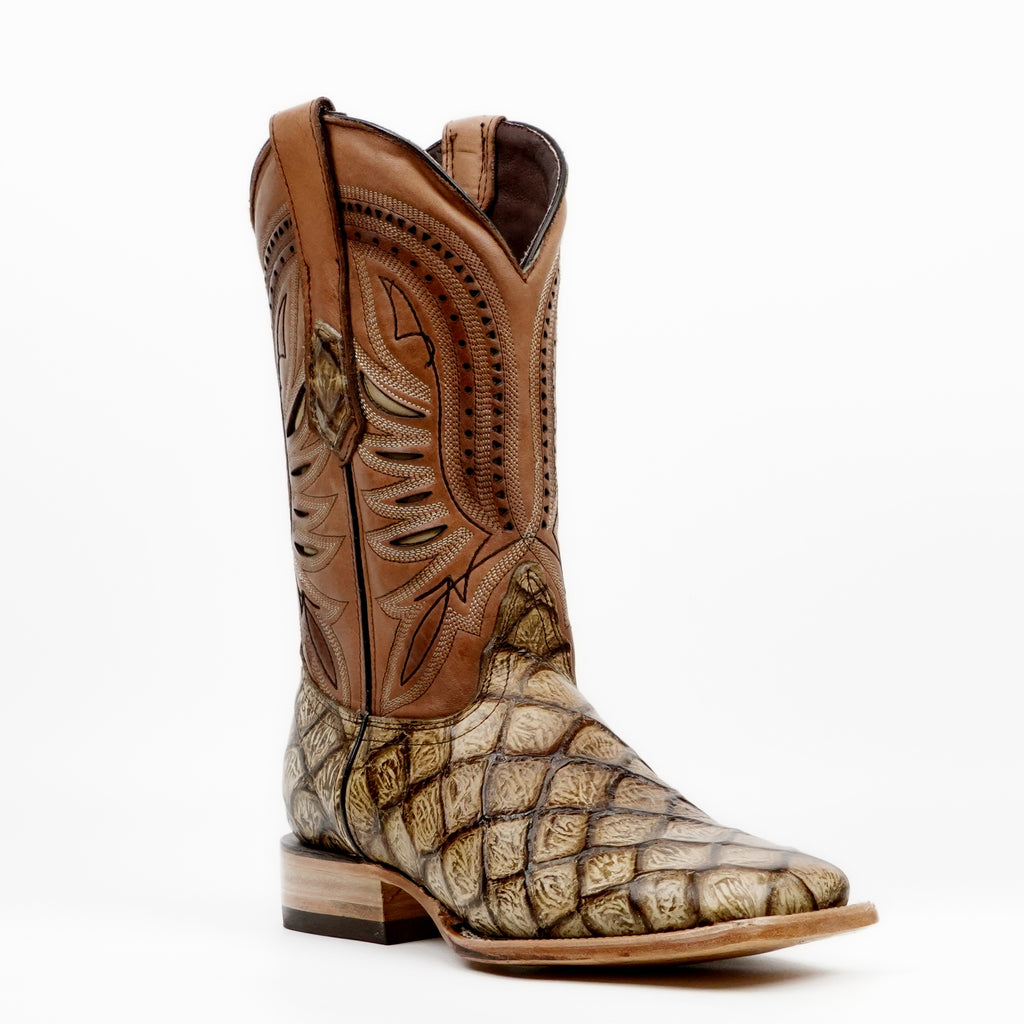 Pirarucu Orix Boots - Embossed Leather - Square Toe (E687)
