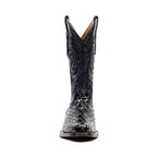Snake Black Cowboy Boots - Embossed Leather - Roper Toe (E952)