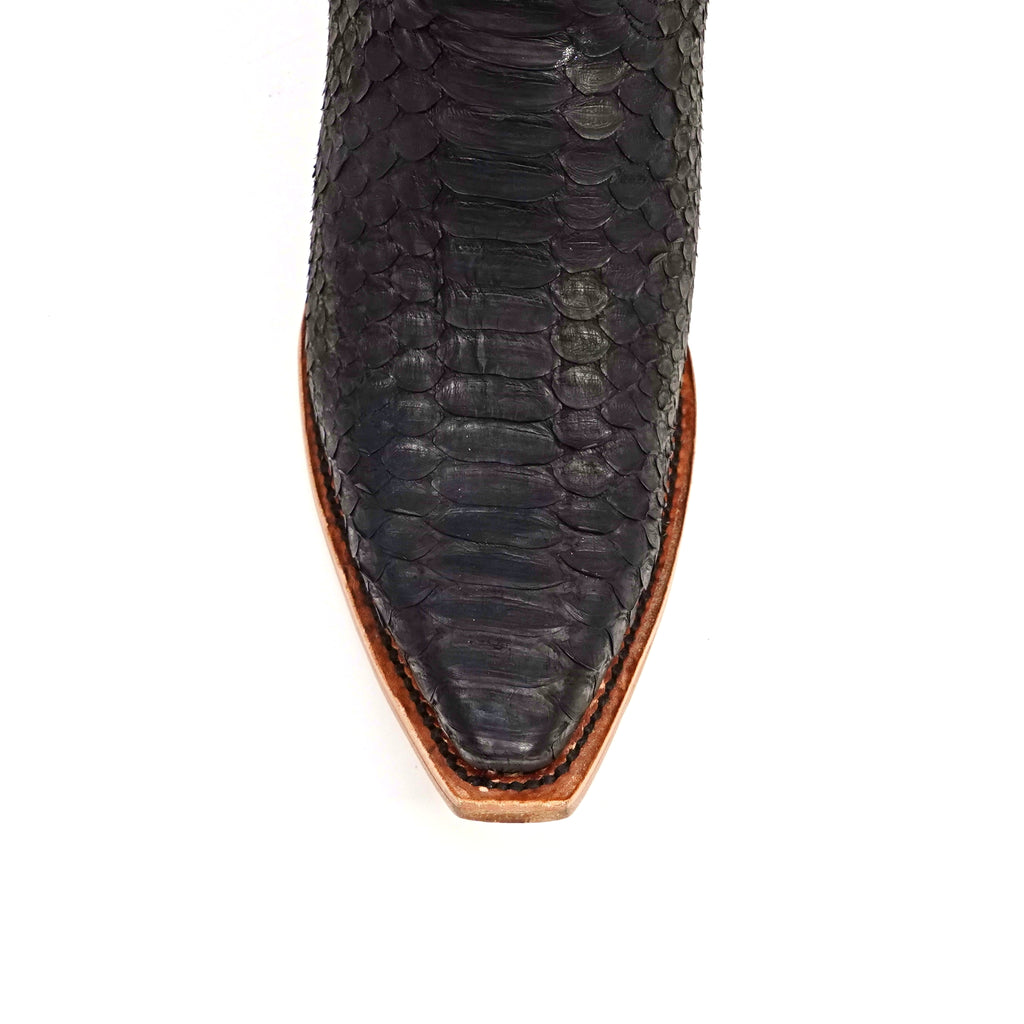 Python Black &amp; Silver Cowgirl Boots - Tall Shaft - Snip Toe (E31)