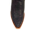 Python Black &amp; Silver Cowgirl Boots - Tall Shaft - Snip Toe (E31)