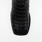 Alligator Hornback Black Boots - Embossed Leather - Square Toe (E930)