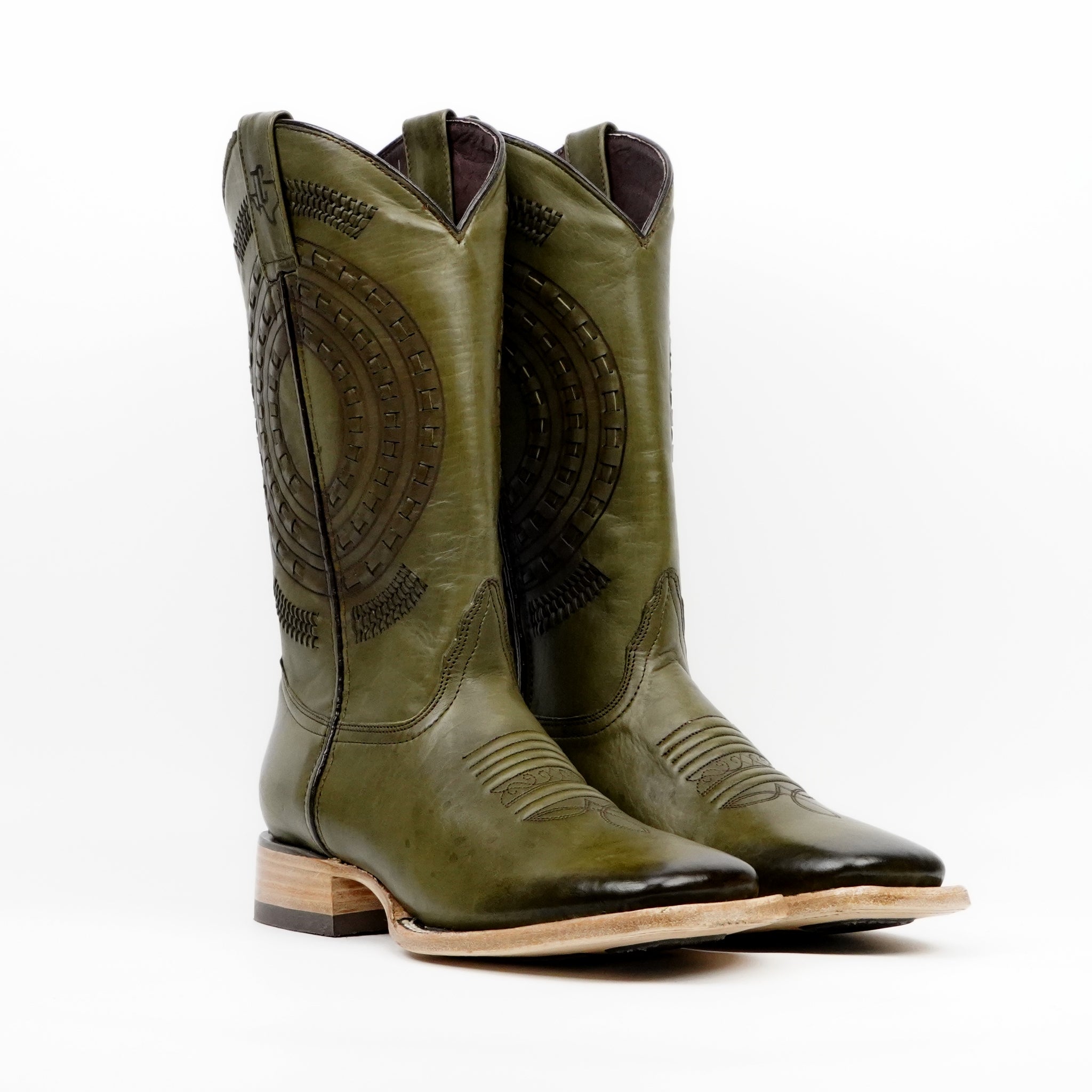 Cleyton Olive Cowboy Boots - Square Toe (E944)