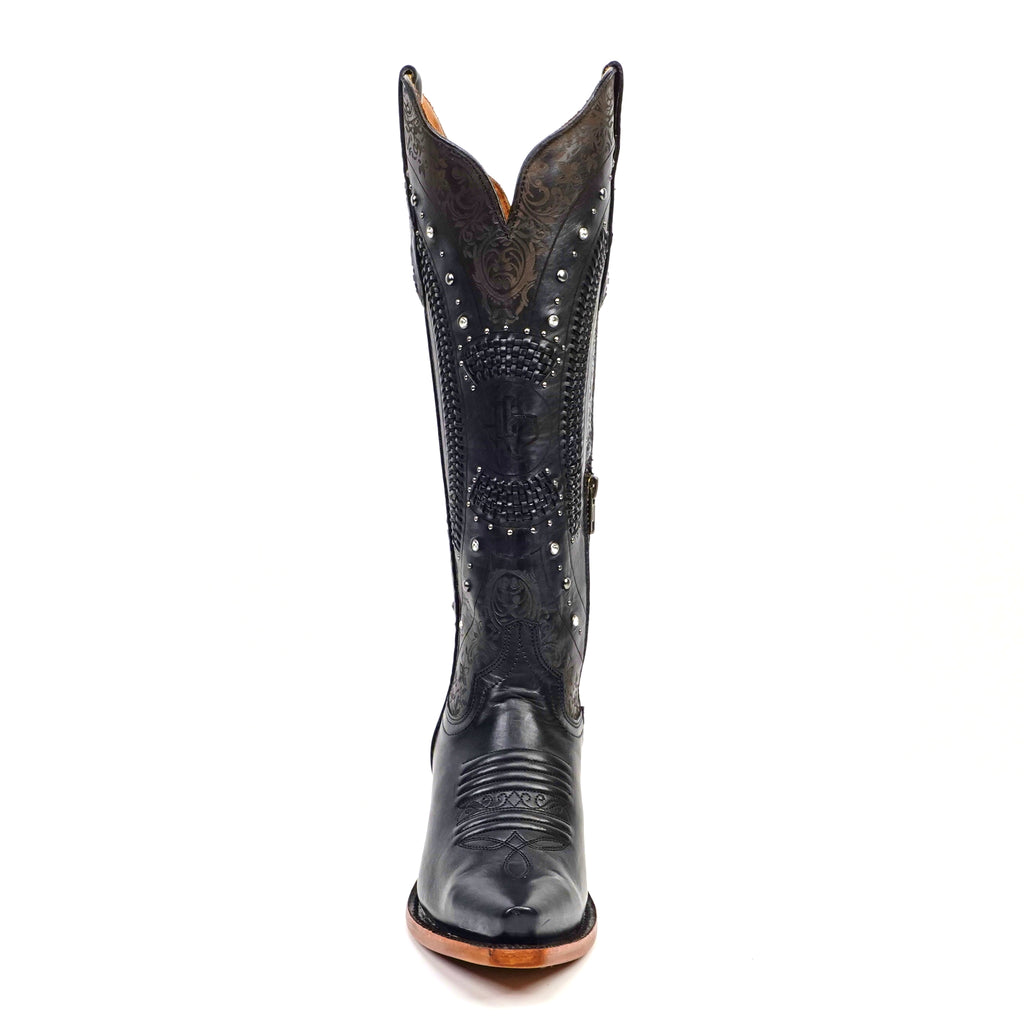 Priscila Cleyton Black Cowgirl Boots - Tall Shaft - Snip Toe (E871)