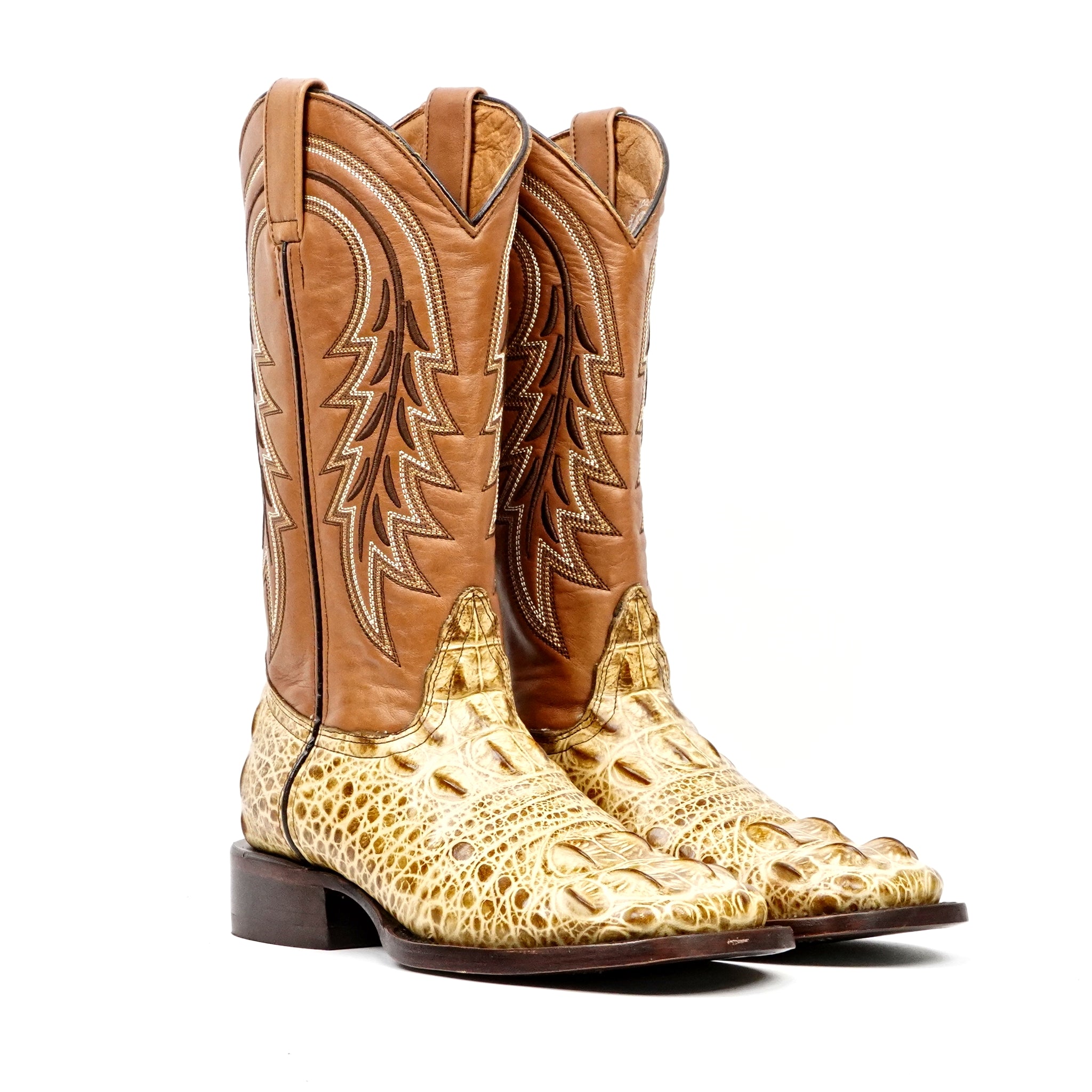 Alligator Head Orix Boots - Embossed Leather - Square Toe (E950)