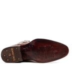 Snake Cognac Boots - Embossed Leather - Round Toe (E953)