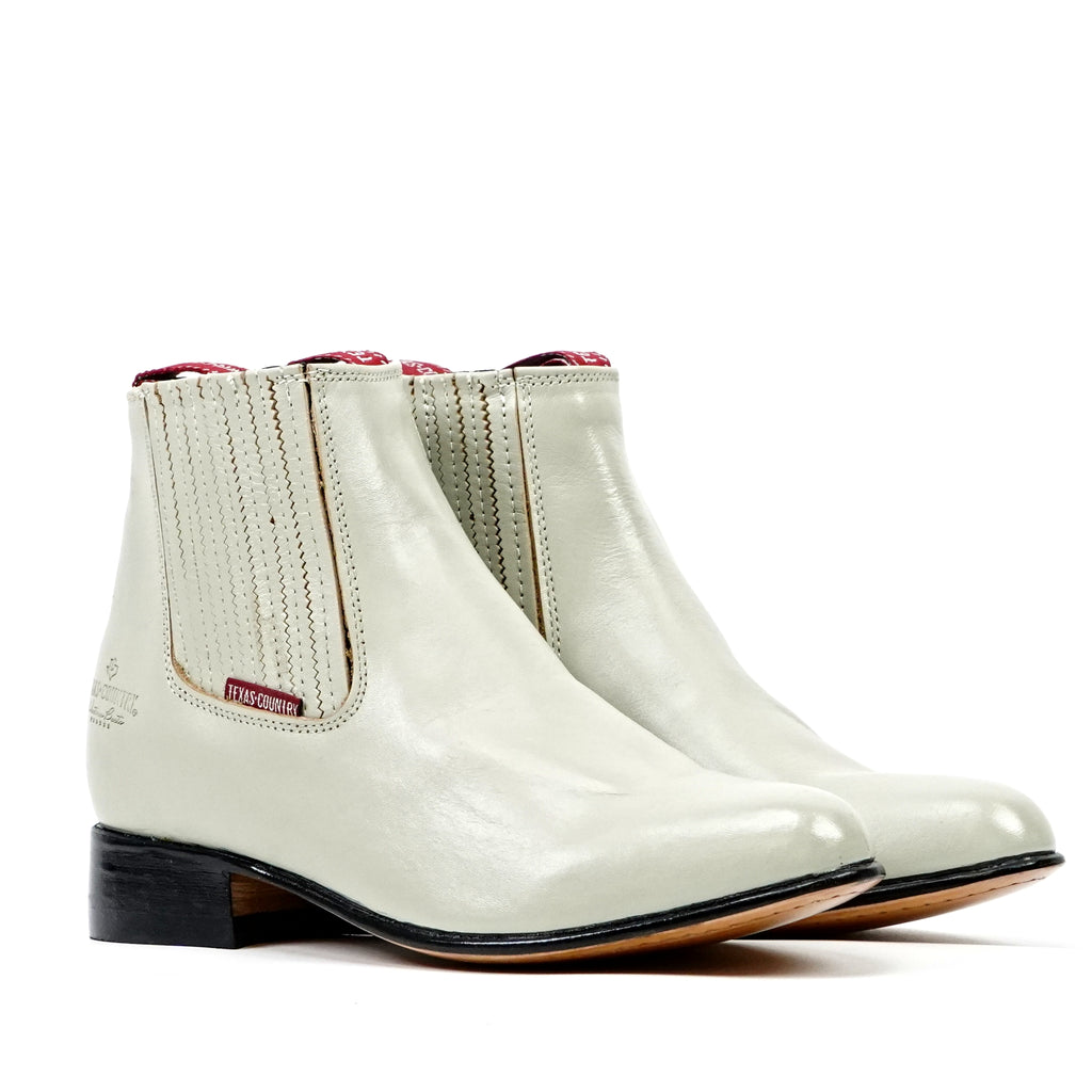 Botines de Piel Nappa - Blanco - Punta Redonda (E500)