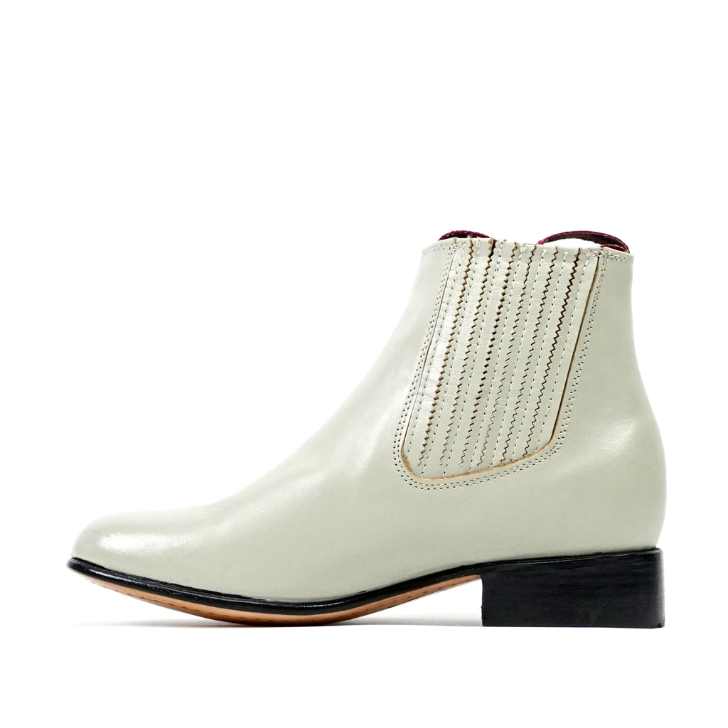 Botines de Piel Nappa - Blanco - Punta Redonda (E500)