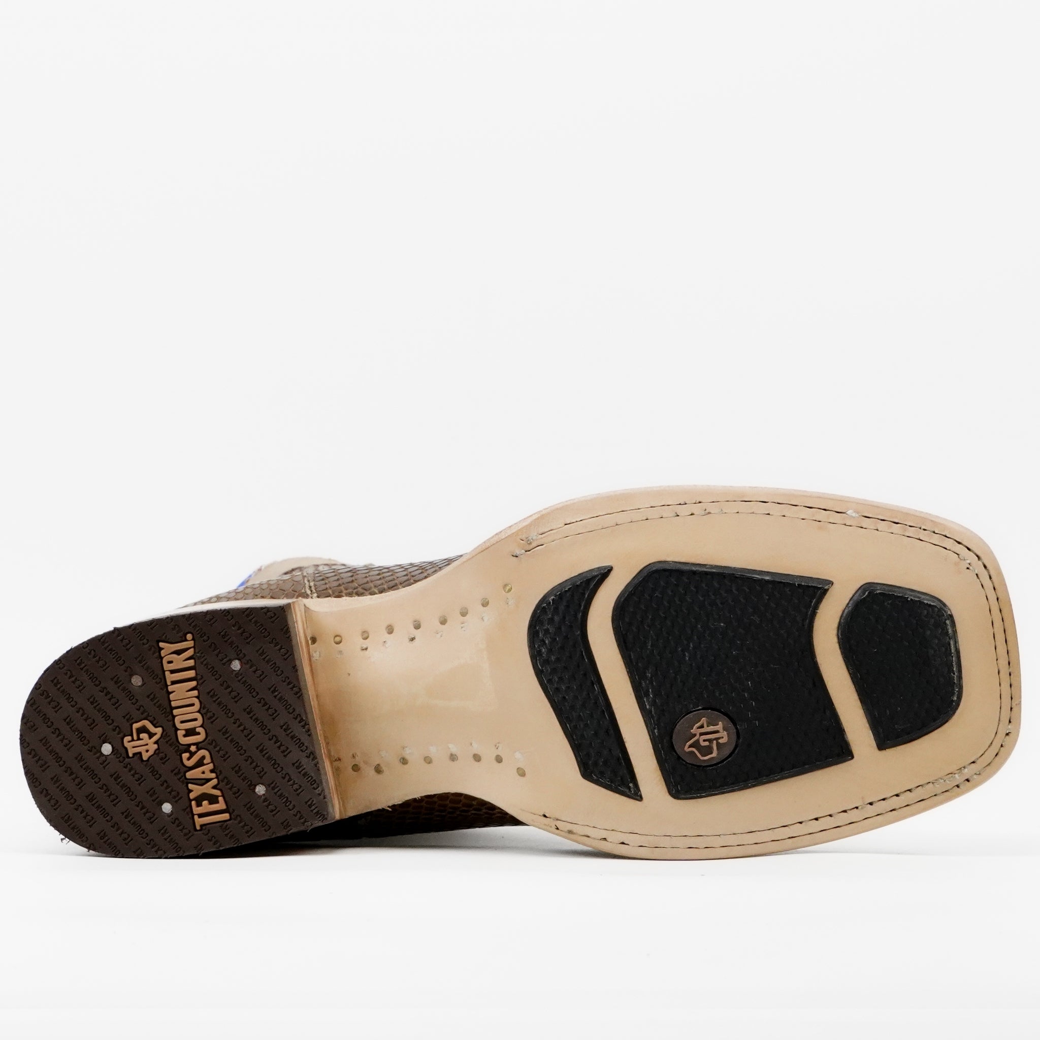 Botines de serpiente - Piel gofrada marrón - Puntera cuadrada (E946)