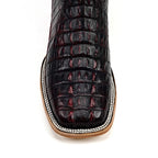 Rhodes Nile Crocodile Tail Boots - Black Cherry - Square Toe (LM10)