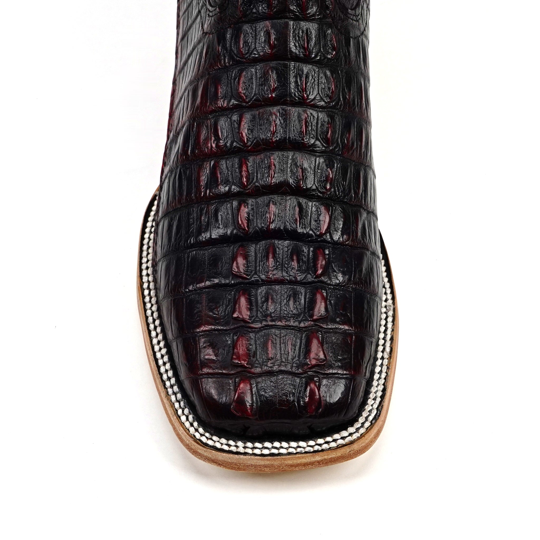 Rhodes Nile Crocodile Tail Boots - Black Cherry - Square Toe (LM10)