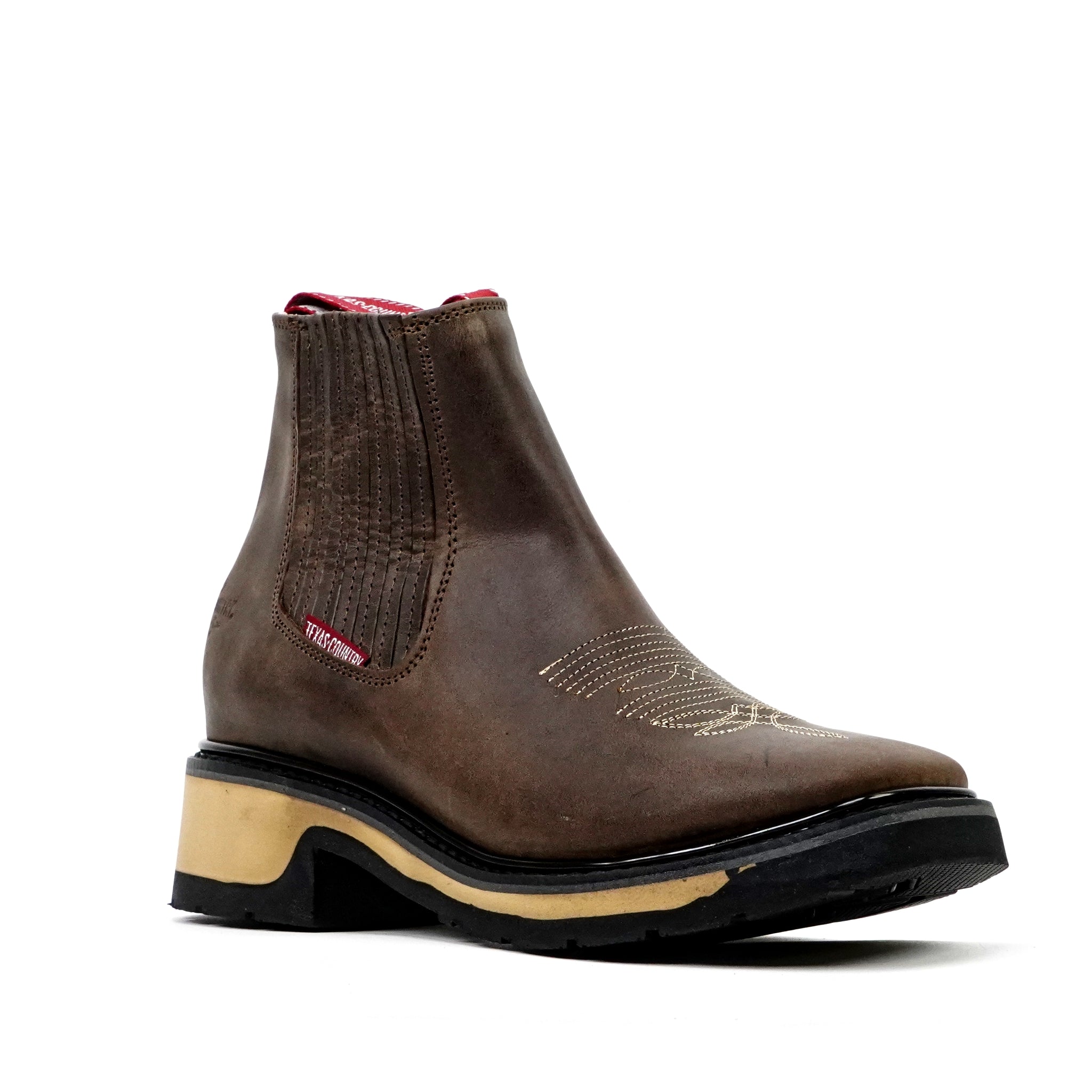 Alamo Brown Double Sole Ankle Boots - Square Toe (E1200)