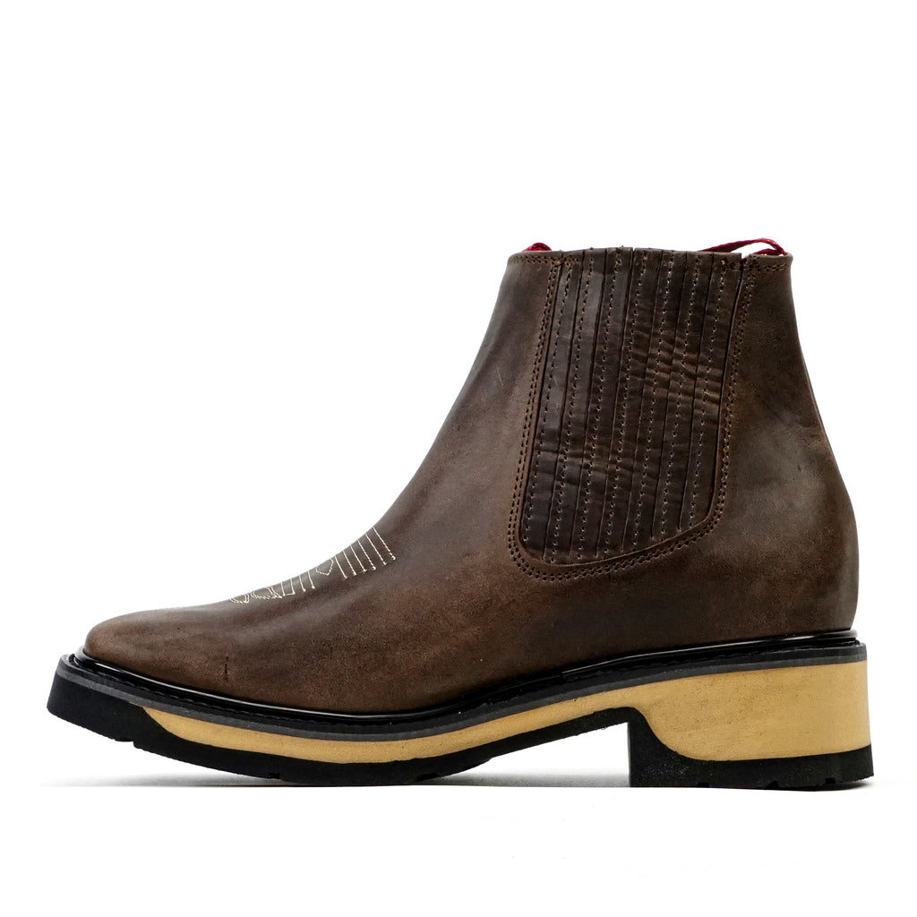 Alamo Brown Double Sole Ankle Boots - Square Toe (E1200)