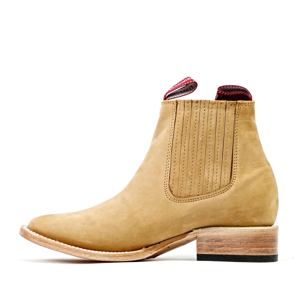 Botines - Nubuck Tan - Punta Cuadrada (E1200)