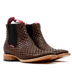 Botines de piel trenzada - Marrón - Puntera cuadrada (E1200)