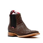 Botines de piel trenzada - Marrón - Puntera cuadrada (E1200)
