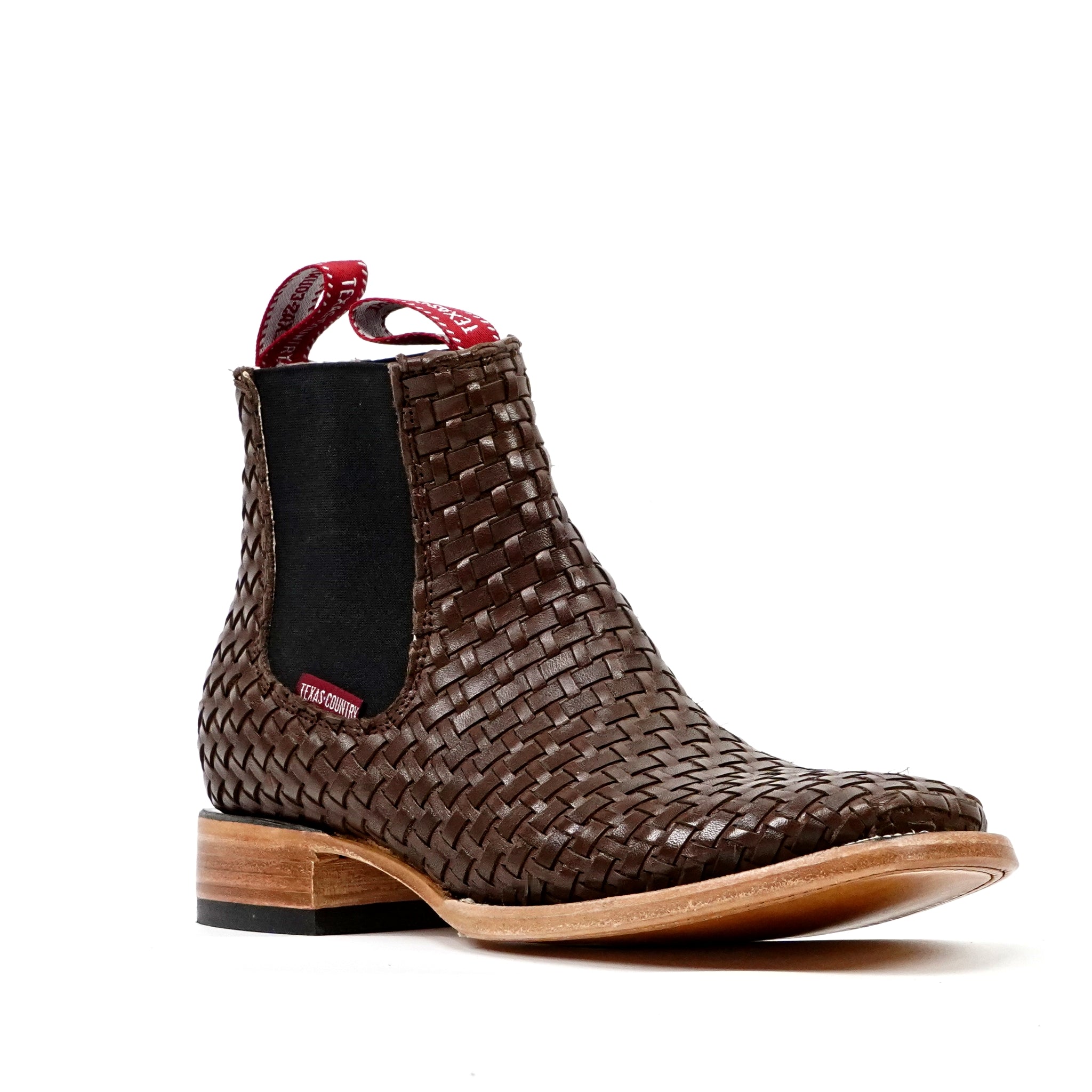 Botines de piel trenzada - Marrón - Puntera cuadrada (E1200)
