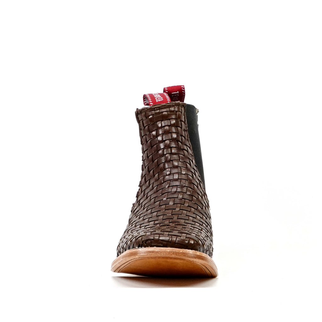 Botines de piel trenzada - Marrón - Puntera cuadrada (E1200)
